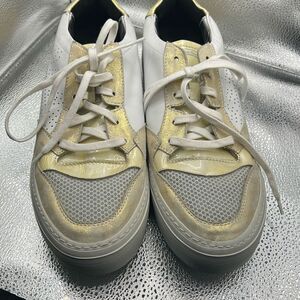 P448 Men's Size 43 Lowspace And Pearl Sneakers Gold White Sporty Streetwear